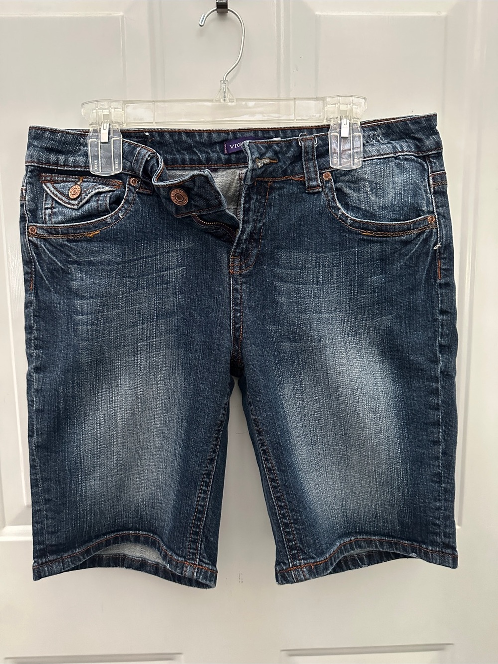 Vigoss Women's Dark Blue Washed Denim Bermuda Shorts